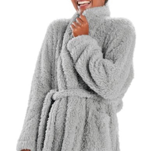 NWT Natori Plush Silver/Gray Short Eyelash Robe XS - Picture 2 of 12